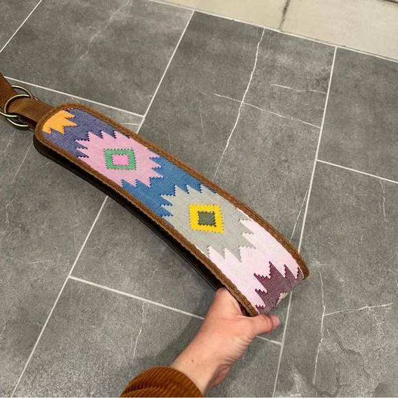 3D western belt wide boho pink leather southwest yellow purple colorful - Picture 6 of 12